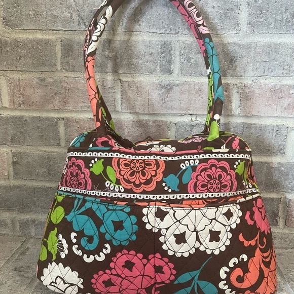 Vera Bradley Handbags - Vera Bradley Brown and Pink Floral Shoulder Bag